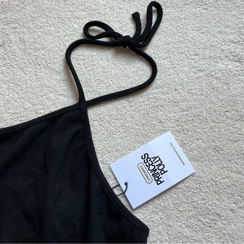 Princess Polly Baseline Halter Rib Top Black - Picture 2 of 5